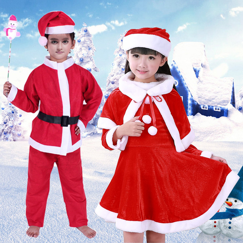 儿童圣诞老人服装男童女童圣诞节化妆舞会cosplay装扮裙子衣服