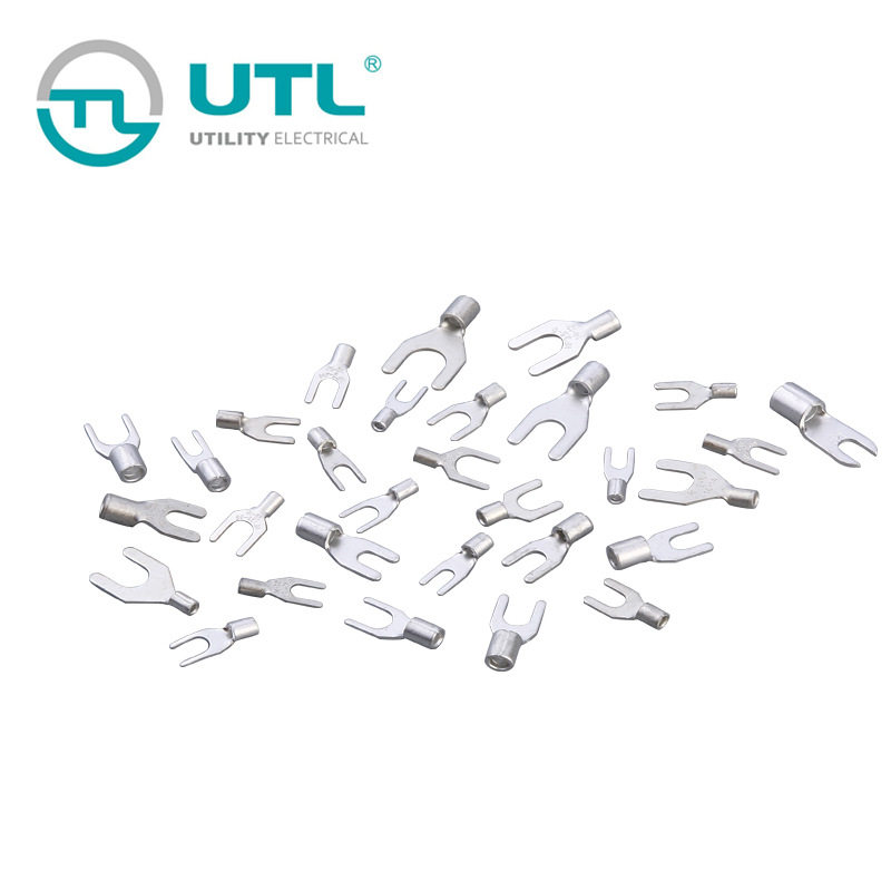 UT冷压快速接线端子圆形叉形裸端头SNB线紫铜鼻子压线耳接头套装