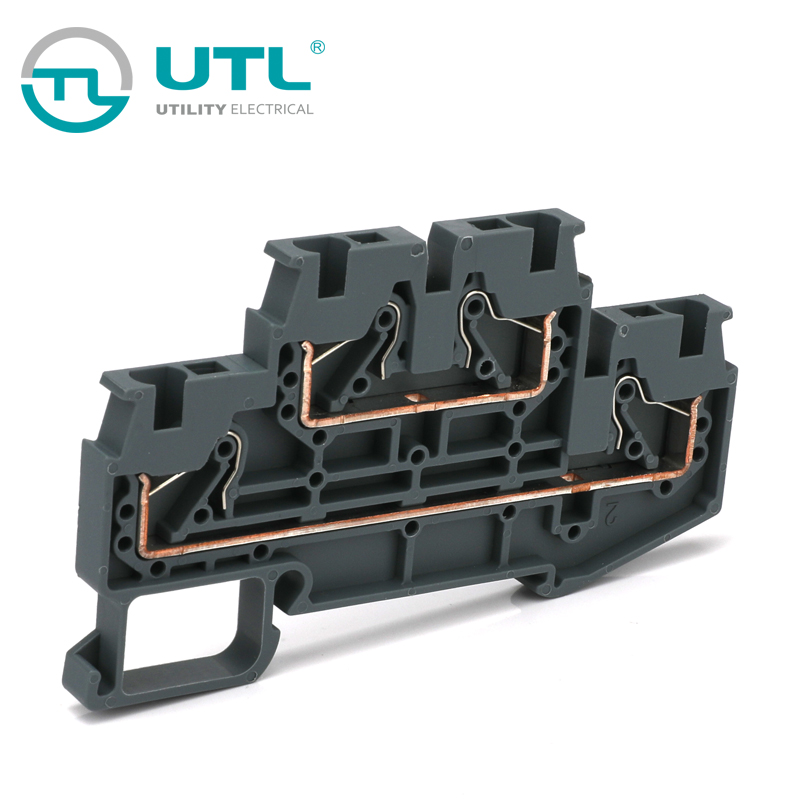 尤提乐JUT14-2.5/2双层贯通端子2.5平方端子排弹簧接线端子直插式