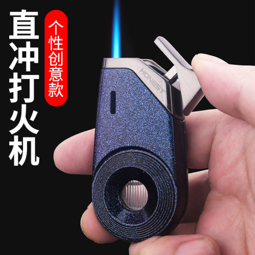 HONEST创新充气打火机解压把玩气体直冲单火苗打火机点烟器