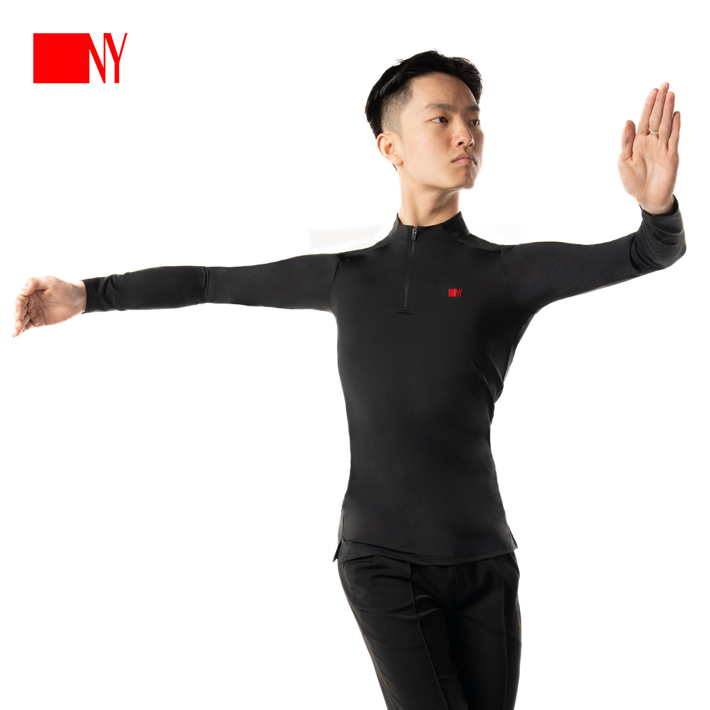 NY纳艺摩登舞舞服上衣男士长袖练习服拉丁舞成人舞蹈练功服25106S
