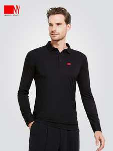 NY纳艺秋季装摩登舞服拉丁舞服男士Polo长袖国标舞服舞蹈上衣