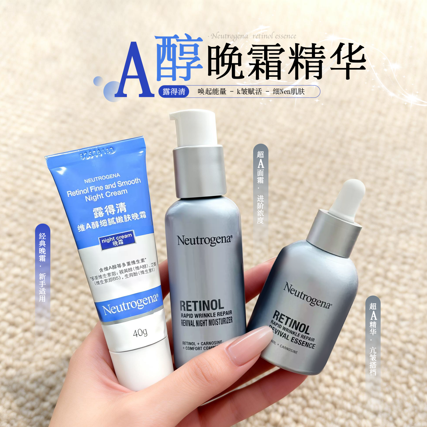 荔枝优选 露得清维A醇晚霜早c晚a面霜视黄醇精华补水保湿滋润紧致