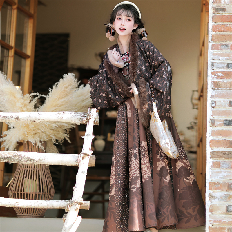 法门寺小唐风披袄齐胸裙加厚套装