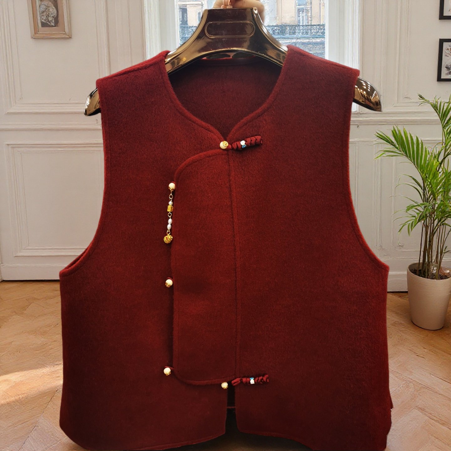 2026春秋新款时尚洋气圆领盘扣双面呢马甲宽松显瘦百搭上衣外套女,女装/女士精品,马夹,淘宝优惠券,粉丝福利购,淘宝优惠卷