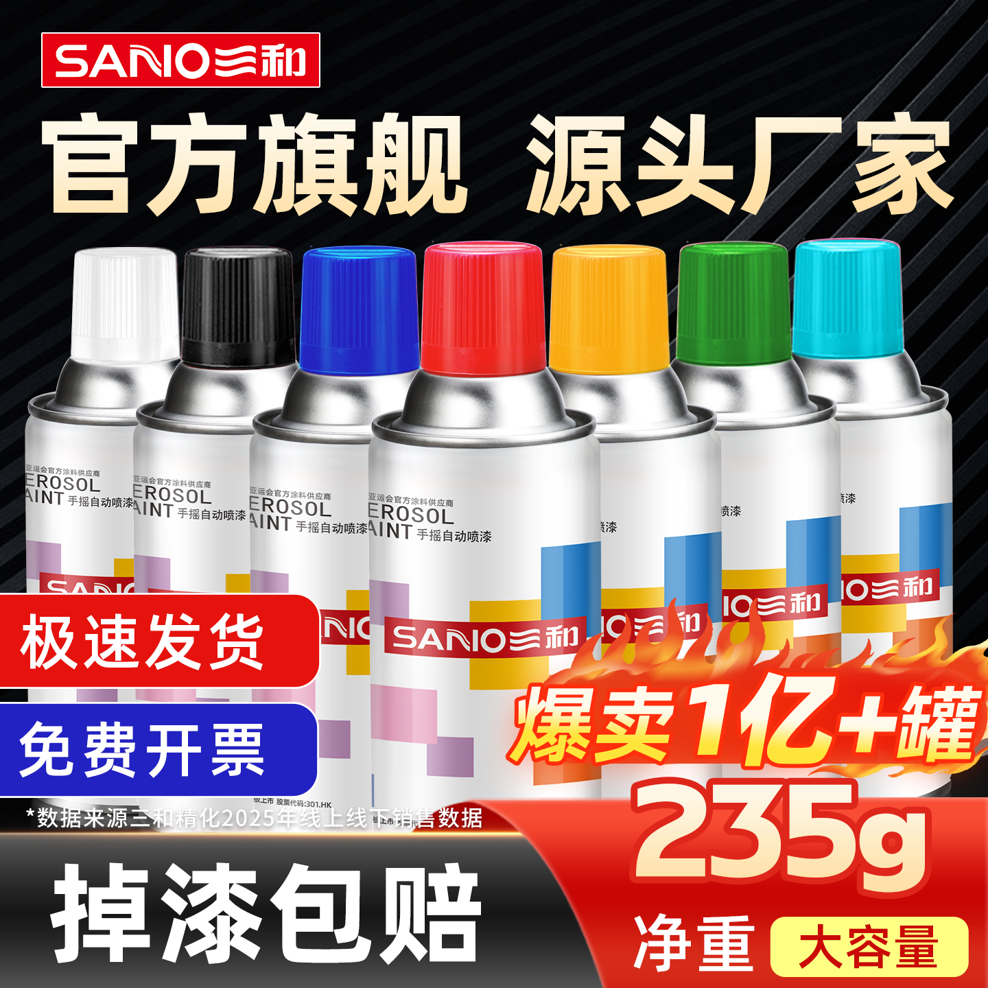 三和自喷漆手喷漆涂鸦金属防锈漆银黑色白色墙面汽车专用清漆油漆
