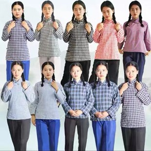 村姑服装 儿童农村花衣服乡村风女孩福妮儿演出服农民补丁民国女童