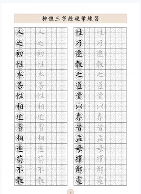 硬笔临古 柳公权柳体三字经硬笔书法用纸字帖38张