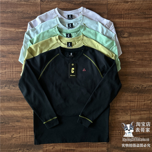 新款 日系打底衫 秋季 长袖 潮男圆领透气户外运动拼色t恤 宽松插肩袖