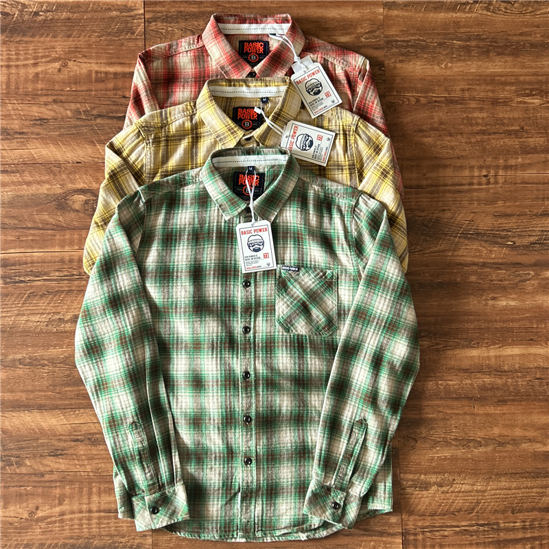 日单格子衬衫纯棉宽松长袖