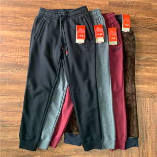 日单口袋拉链收口刺绣卫裤 冬季 长裤 男加绒厚款 宽松保暖柔软 运动裤