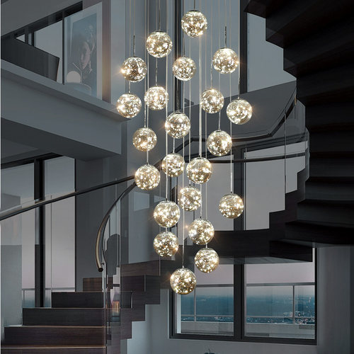 满天星楼梯灯轻奢别墅公寓长吊灯