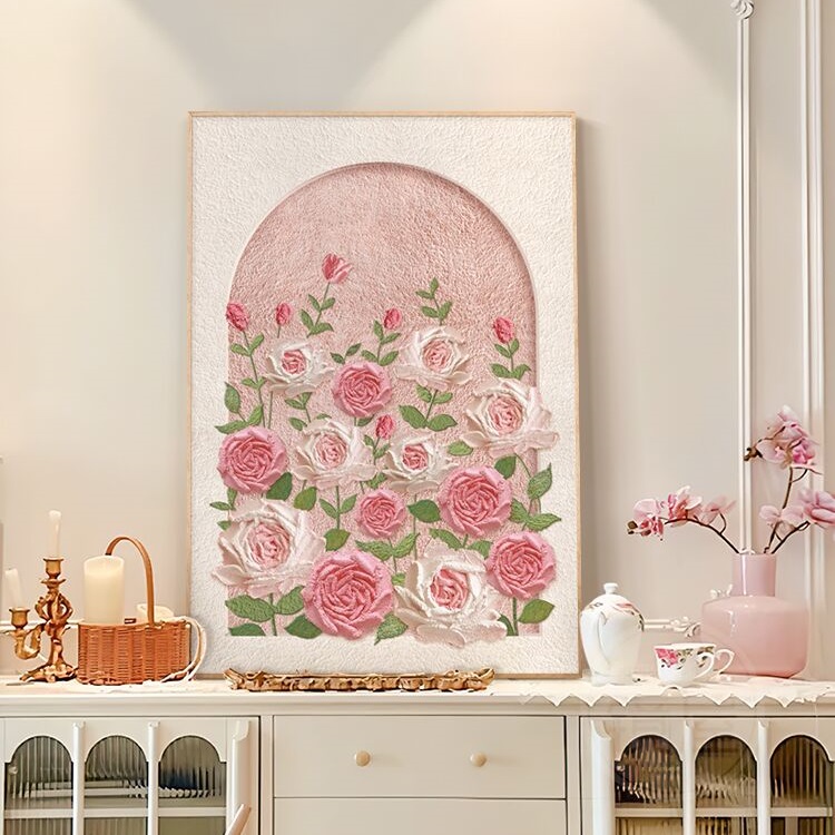法式奶油风客厅装饰画花卉桌面摆画高级感卧室挂画沙发背景墙壁画