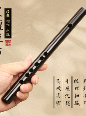 楚吟 短笛迷你小笛子26CM黑檀无膜孔笛子随身小乐器古风成人乐器