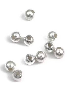 3个纯银圆珠串珠手工DIY首饰制作足银99大孔光面索链珠转运珠配珠