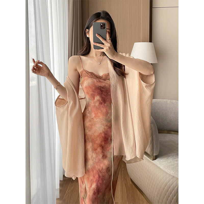 温柔风松弛感宽松罩衫女夏季轻薄百搭慵懒风披肩薄款开衫外套女