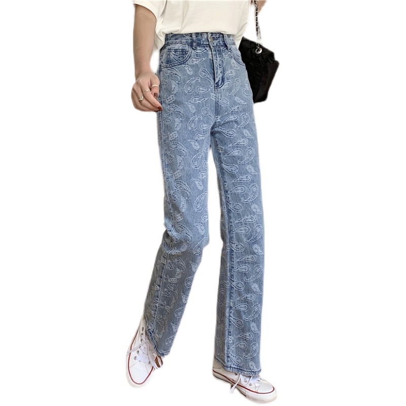 Real price ~ personalized jacquard loose straight jeans wide leg floor pants pants