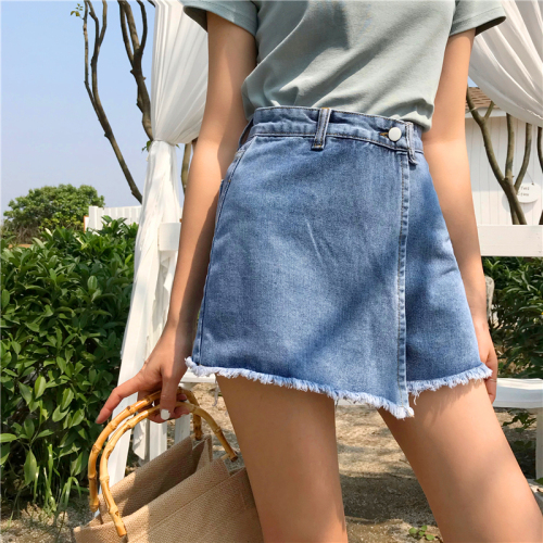 Real Price ~Control Price 33 High-waist Jeans Shorts Irregularly Stitched Wool-edged Baitie A-shaped Skirts