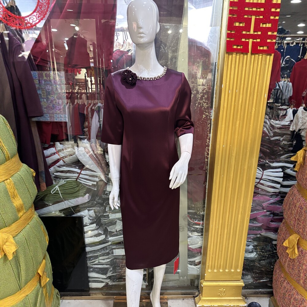 高端醋酸旗袍连衣裙喜婆婆连衣裙