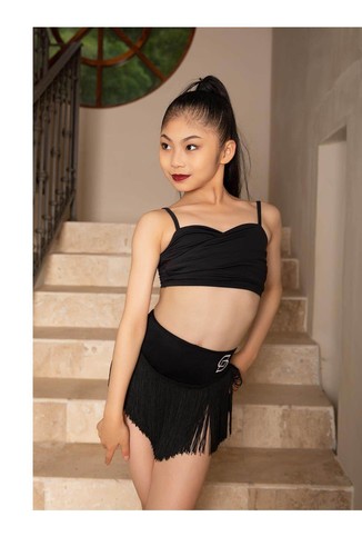 Dancebaby陈子妍同款拉丁舞夏季吊带上衣流苏裙半身裙DAS570