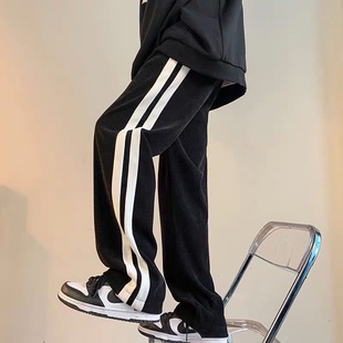 潮流百搭宽松男长裤 休闲裤 学生港风阔脚直筒裤 运动卫裤 子男春夏季