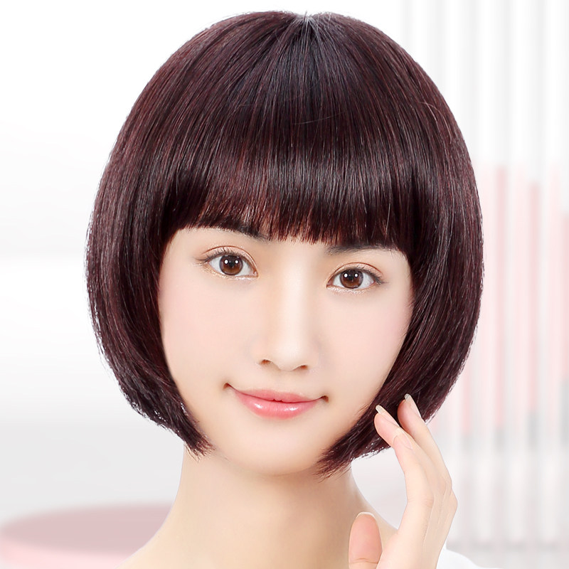 假发女短发真人发丝全头套女士发套全真自然波波头发型真发短头发