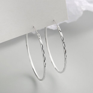 s925银简约大圈圈耳环女2023新款潮欧美夸张高级感大气冷淡风耳圈