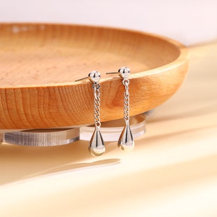 纯银长款水滴流苏耳钉时尚创意韩版简约个性耳环流线型耳坠女大气