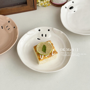 精致下午茶点心盘高颜值6寸陶瓷小盘子可爱碟子釉下彩甜品蛋糕盘