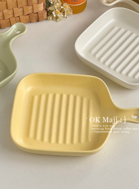 耐高温陶瓷烤盘烤箱用烤碗特别好看的菜盘子餐具ins风手柄盘餐盘