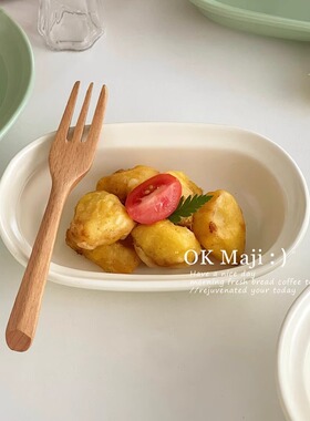 空气炸锅专用烤碗漂亮的餐具ins家用陶瓷碗纯色椭圆碗芝士焗饭碗