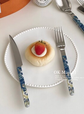 复古餐具刀叉甜品叉子法式刀叉高颜值勺子套装不锈钢刀叉勺三件套