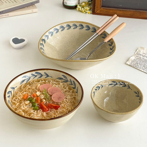 日式侘寂风复古7寸高颜值面碗