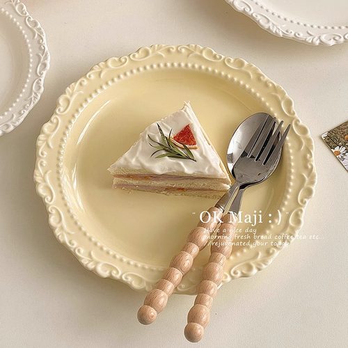家用法式浮雕陶瓷西餐盘子