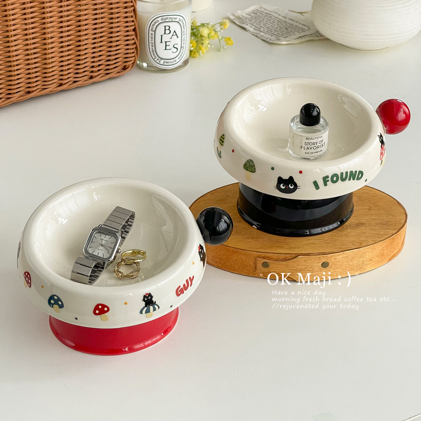 高档精致陶瓷钥匙遥控香水收纳盒