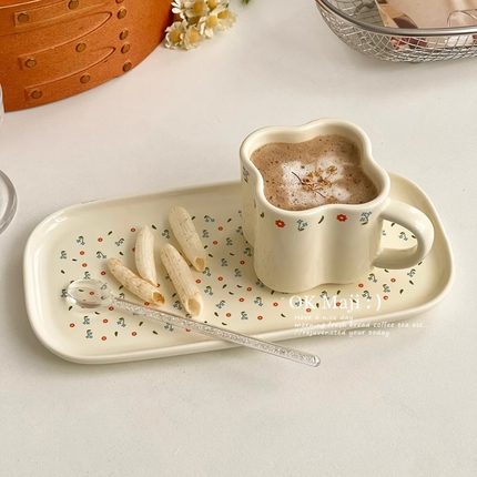 咖啡杯设计感小众下午茶餐具咖啡杯碟套装ins风杯子陶瓷马克杯