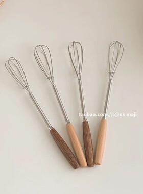 手动搅拌棒家用厨房不锈钢迷你打发器韩国ins风实木打蛋器