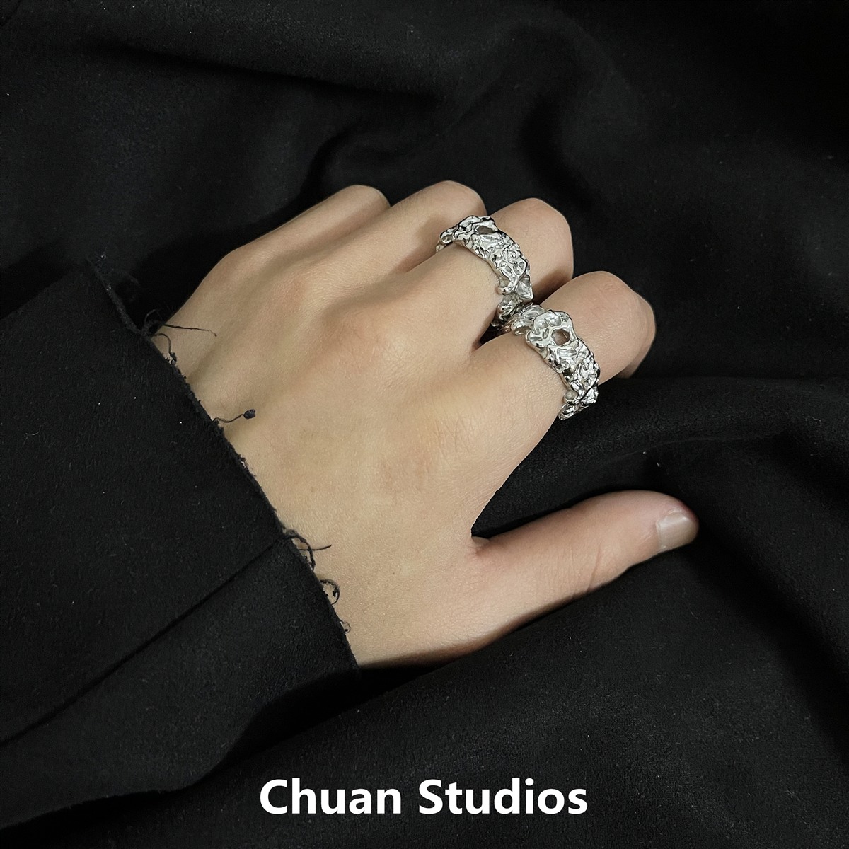 CHUAN21小众设计不规则戒指女ins冷淡风个性创意指环男钛钢不掉色