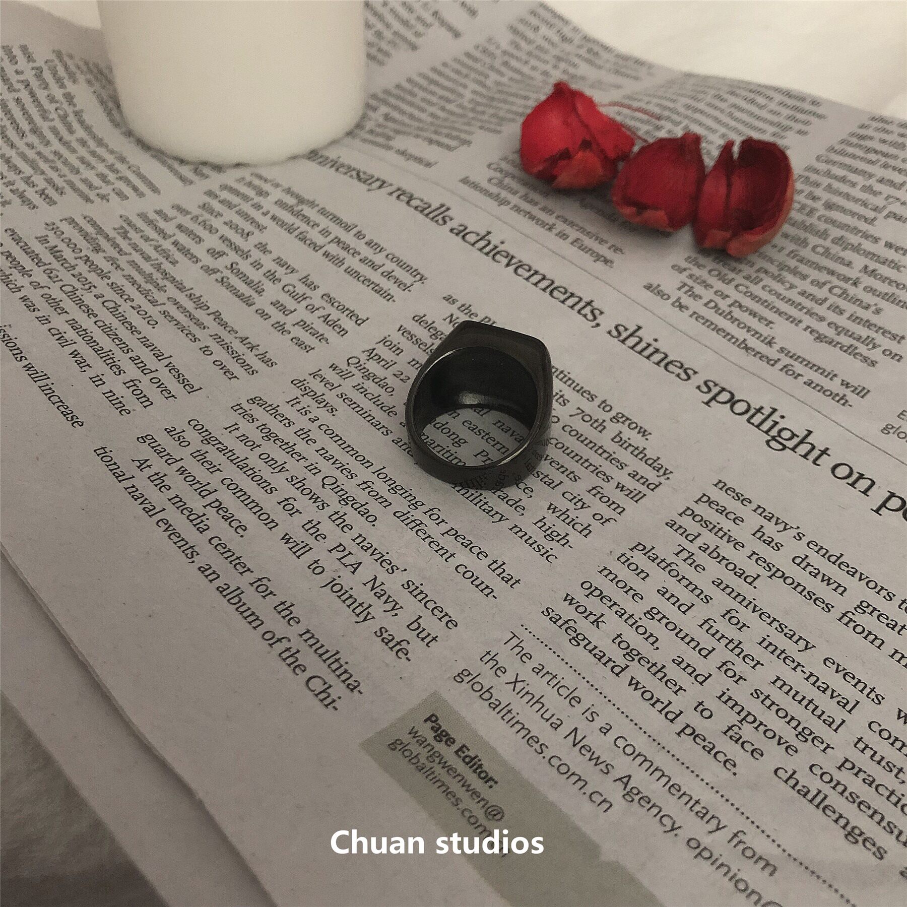 CHUAN|19 DARK RING FEMALE INS MINIMALIST COLD WIND EUROPEAN AND AMERICAN HIGH COLD DOMINEERING BLACK SQUARE INDEX FINGER RING MALE