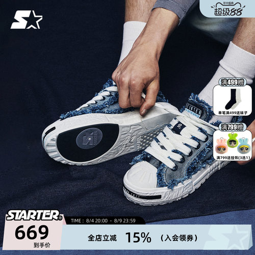 STARTER帆布鞋牛仔男低帮增高鞋
