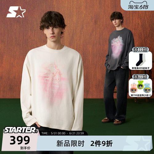 STARTER长袖T恤男女宽松纯棉百搭