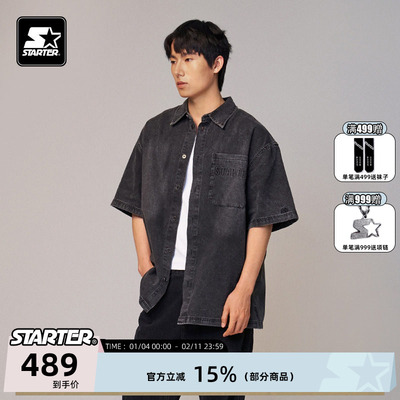 STARTER男女牛仔衬衫短袖上衣