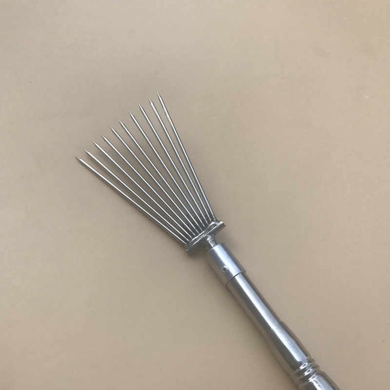 10齿圆尖扁平一字伞形鱼叉 不锈钢伸缩定位杆子黄鳝排叉渔插8mm口