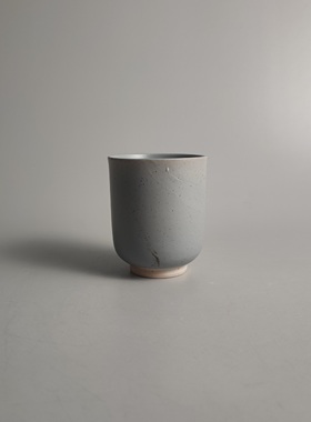外贸出口尾单内销瑕疵陶瓷餐具北欧复古简约灰色哑光无把汤吞茶杯