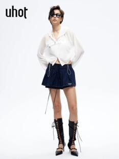 防晒衣新款 uhot 外套时尚 针织连帽开衫 UWLR1W319 诱货26夏白色短款