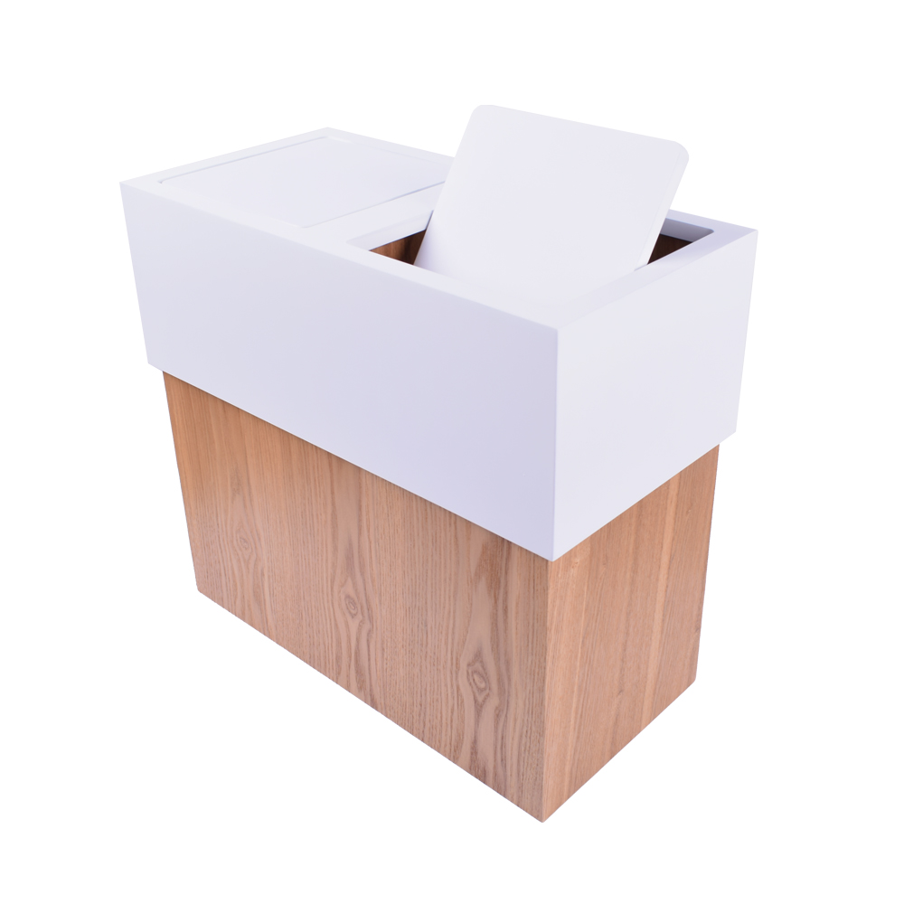 干湿分类木质垃圾桶大号双桶