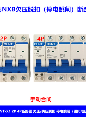 正泰NXB-63/2P 4P失压欠电压脱扣光伏并网专用断路器停电跳闸空开