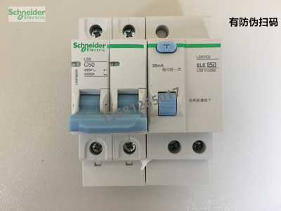 施耐德断路器 家用总闸空气开关 LS8 漏电保护器2P 50A带漏保总开