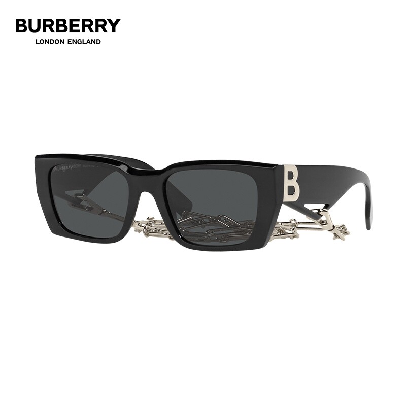 BURBERRY/博柏利logo配饰黑超太阳镜长方形女墨镜眼镜0BE4336