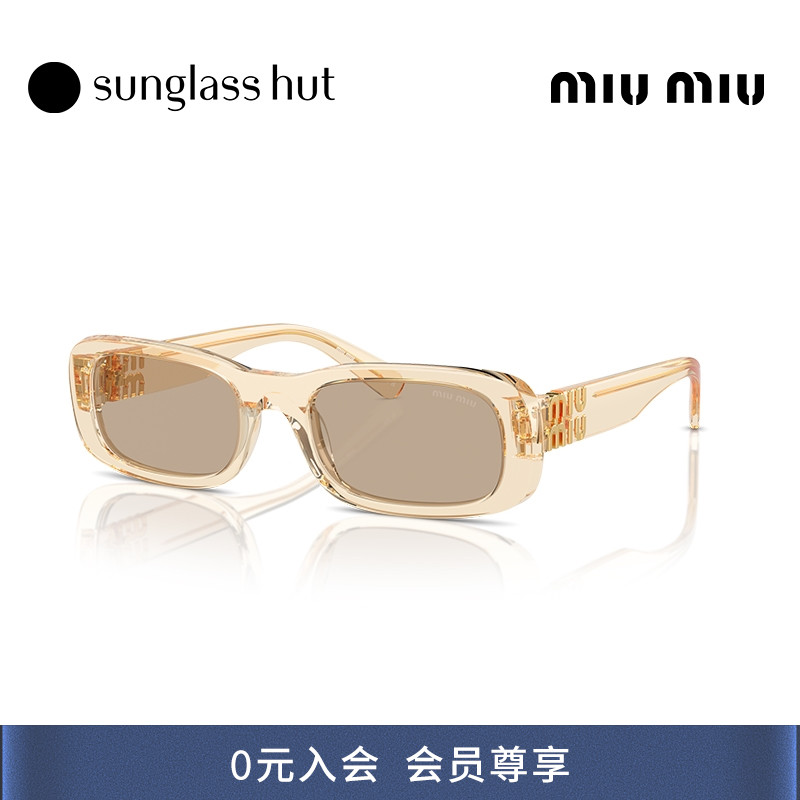 MIU MIU/缪缪太阳镜女款窄框潮流显脸小墨镜长方形眼镜0MU 08ZS